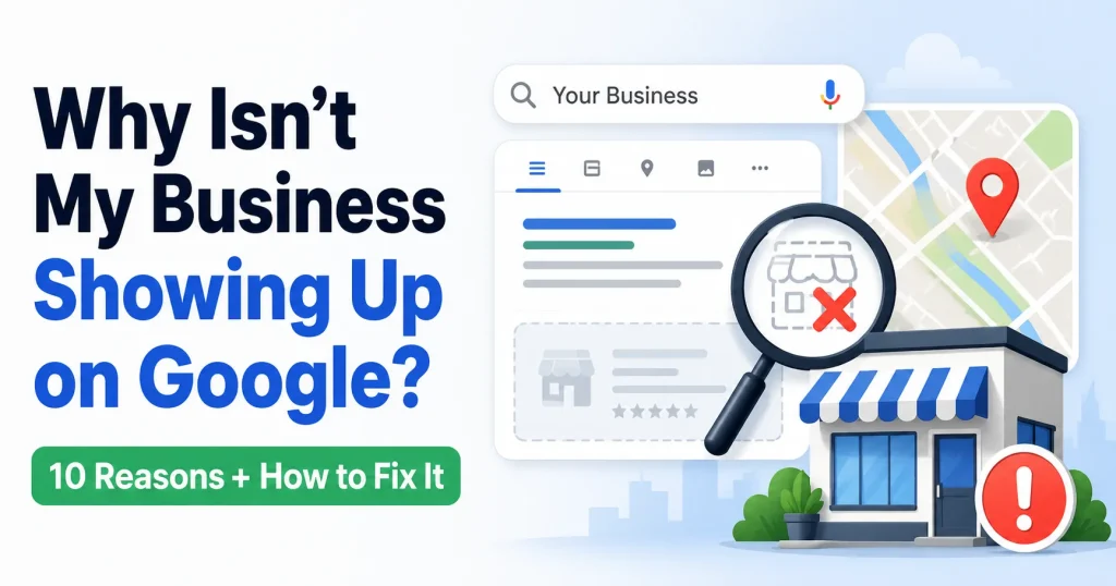 business not showing up on Google